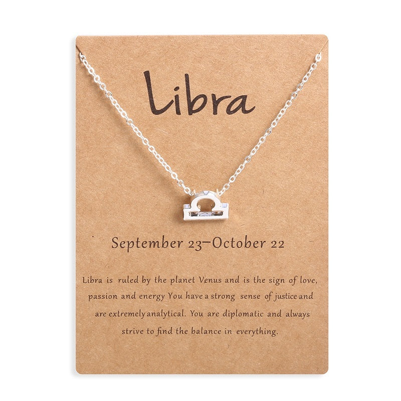 Collier Signe Astrologique Argenté avec Carte – Symbole des 12 Signes