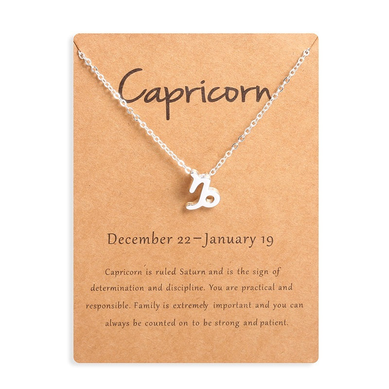 Collier Signe Astrologique Argenté avec Carte – Symbole des 12 Signes