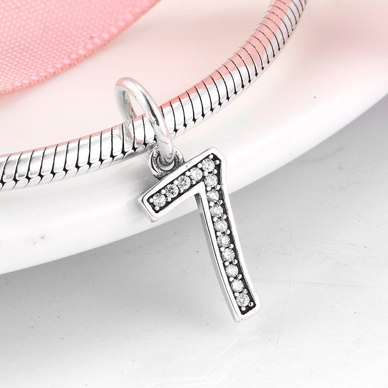 Pendentif Numérologie Argent 925 – Chiffres Sacrés en Zircon DIY