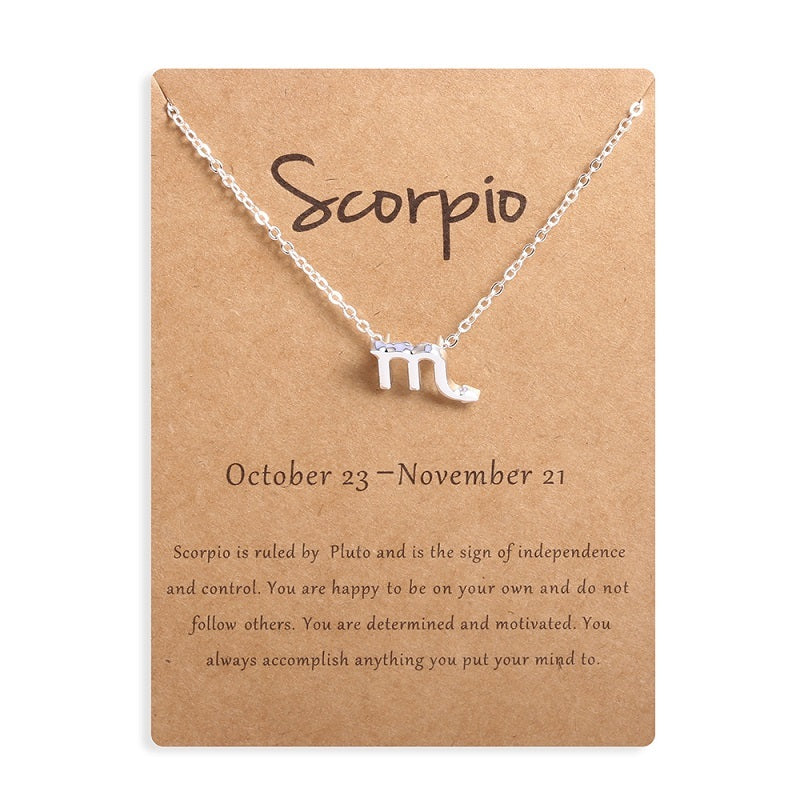 Collier Signe Astrologique Argenté avec Carte – Symbole des 12 Signes