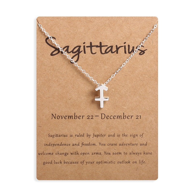 Collier Signe Astrologique Argenté avec Carte – Symbole des 12 Signes