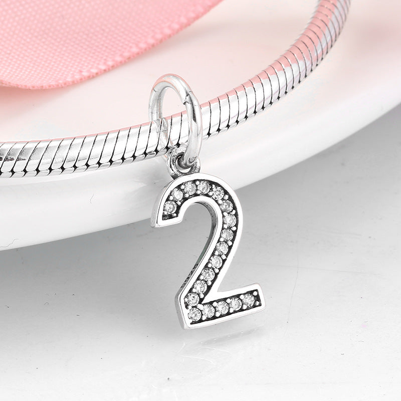 Pendentif Numérologie Argent 925 – Chiffres Sacrés en Zircon DIY