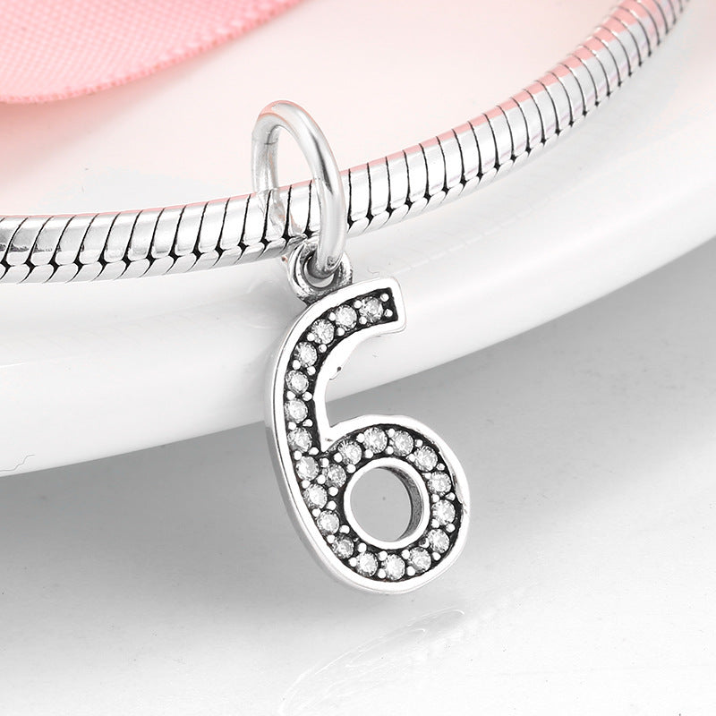 Pendentif Numérologie Argent 925 – Chiffres Sacrés en Zircon DIY