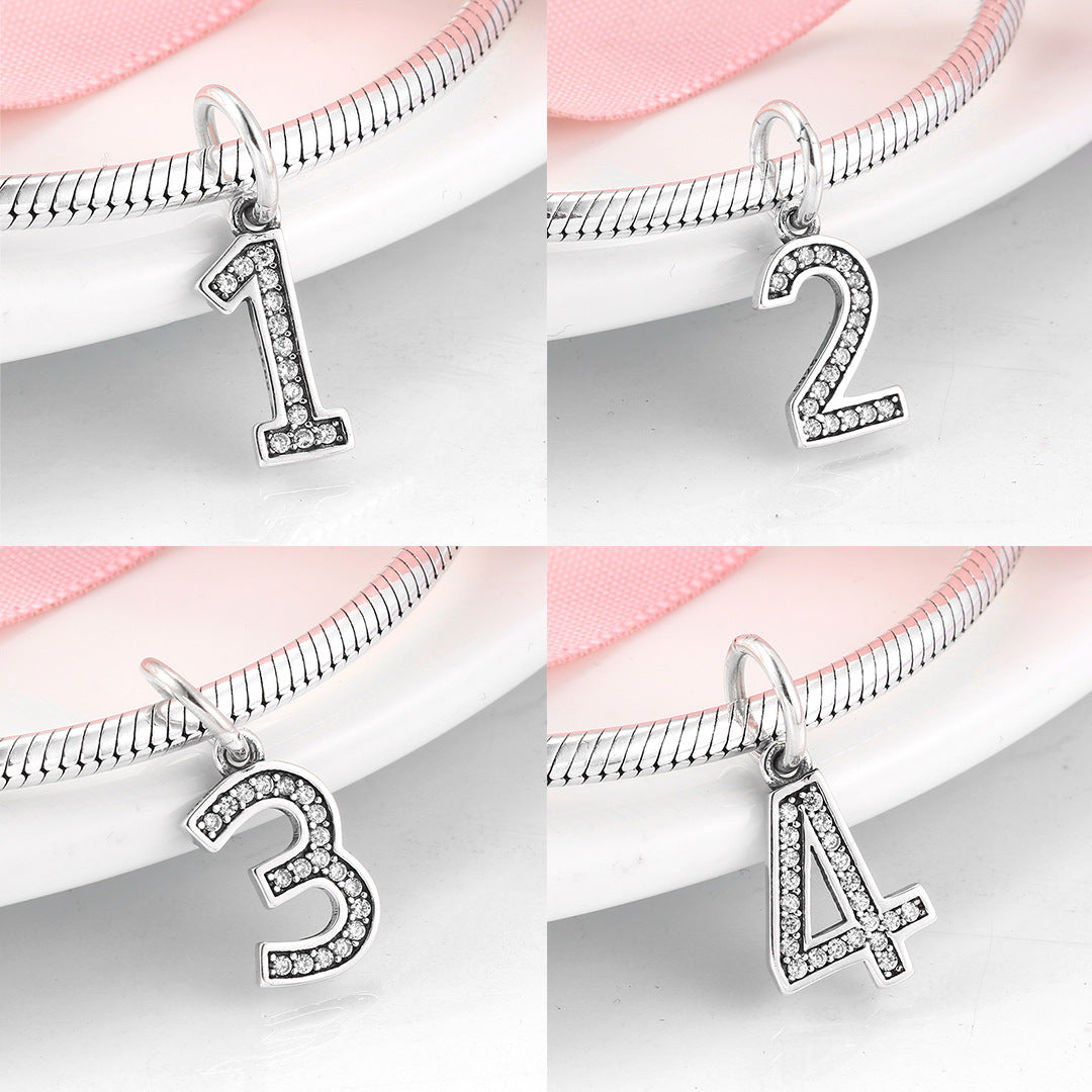 Pendentif Numérologie Argent 925 – Chiffres Sacrés en Zircon DIY