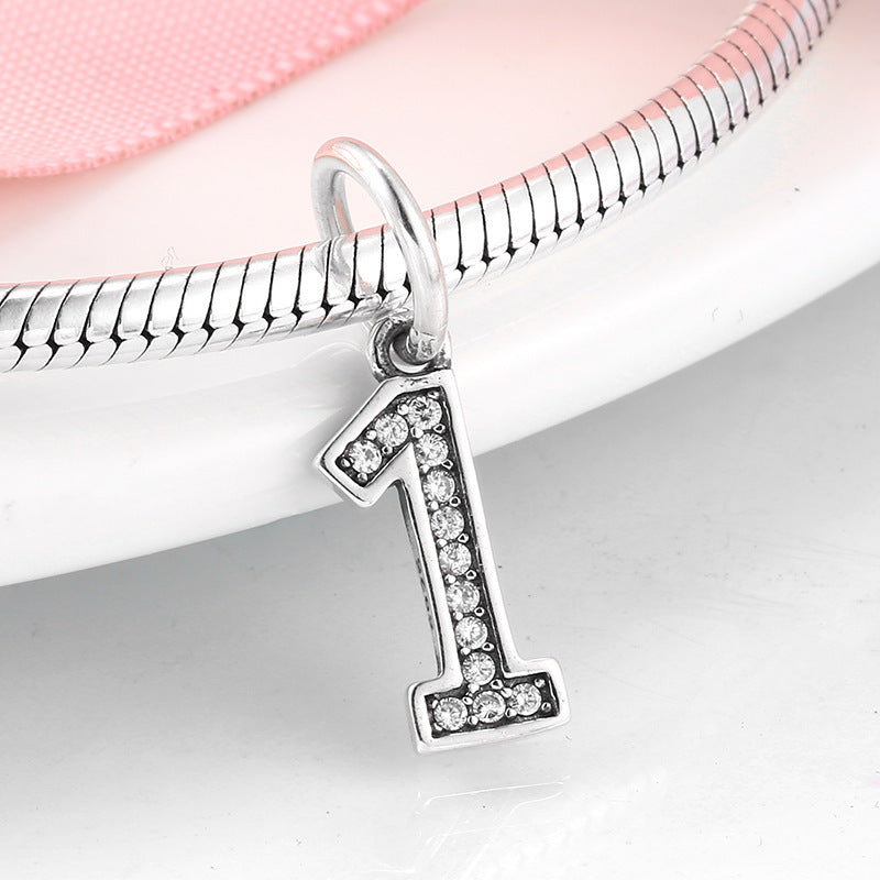 Pendentif Numérologie Argent 925 – Chiffres Sacrés en Zircon DIY
