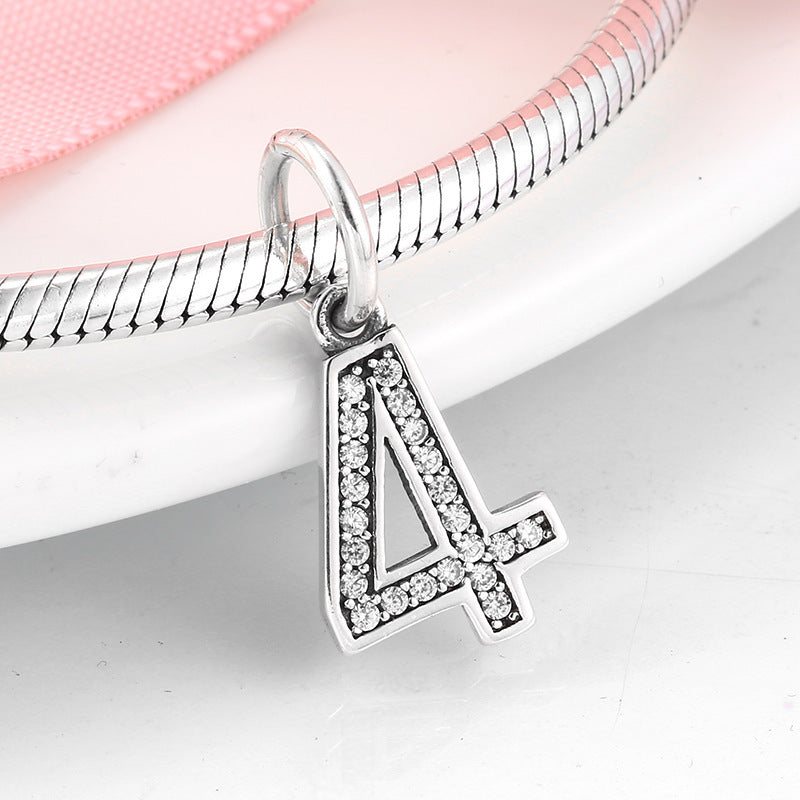 Pendentif Numérologie Argent 925 – Chiffres Sacrés en Zircon DIY