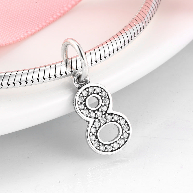 Pendentif Numérologie Argent 925 – Chiffres Sacrés en Zircon DIY