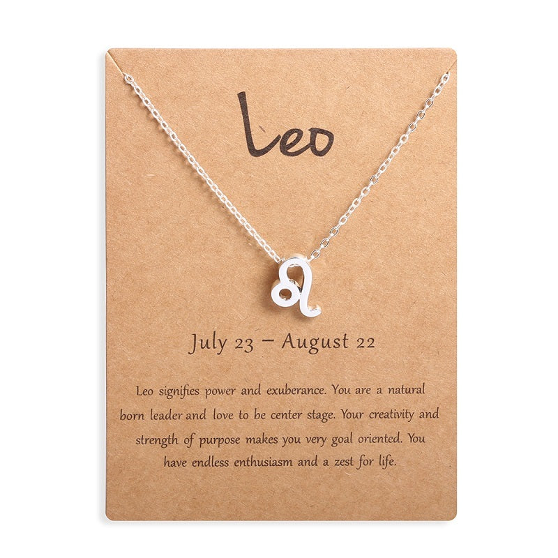 Collier Signe Astrologique Argenté avec Carte – Symbole des 12 Signes