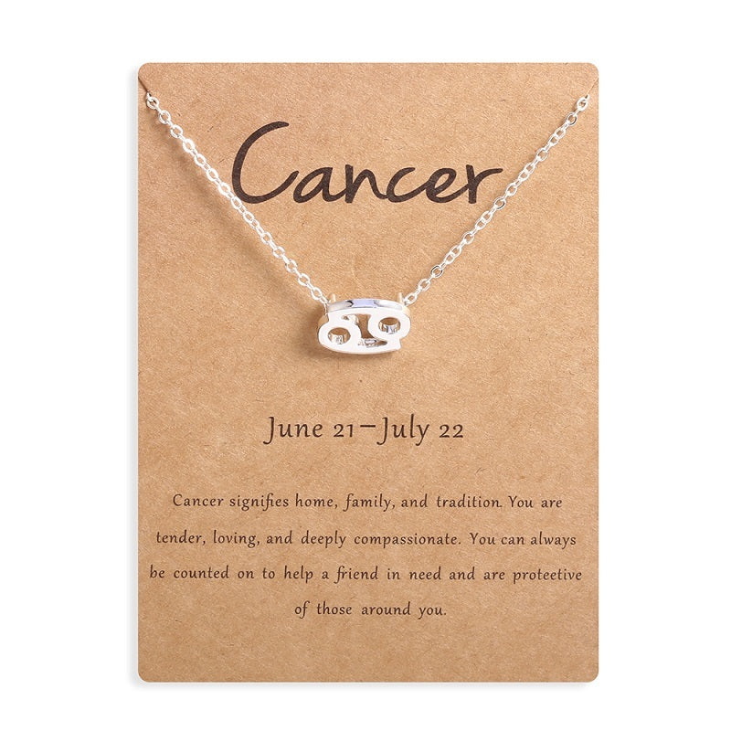Collier Signe Astrologique Argenté avec Carte – Symbole des 12 Signes