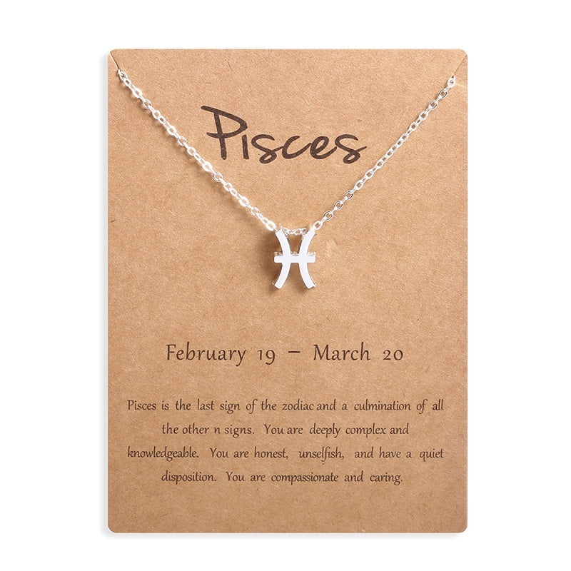 Collier Signe Astrologique Argenté avec Carte – Symbole des 12 Signes