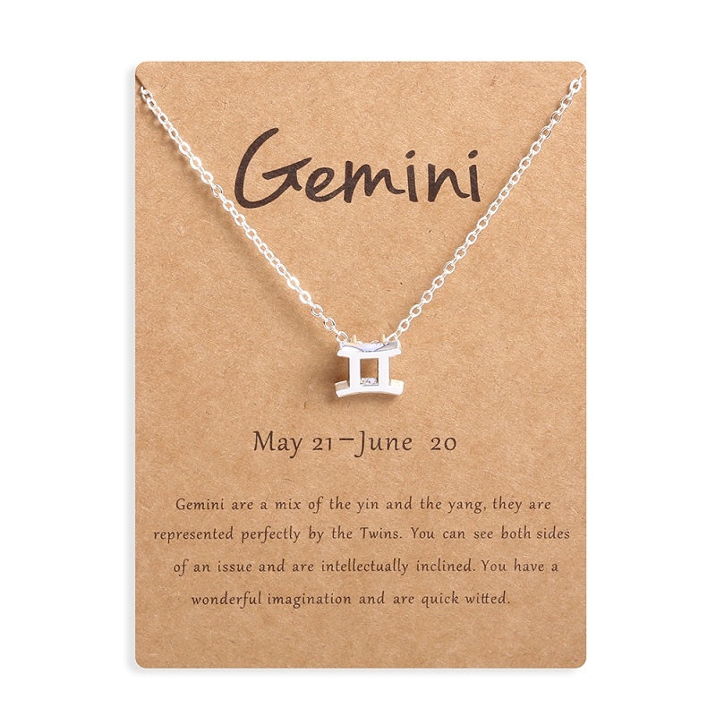 Collier Signe Astrologique Argenté avec Carte – Symbole des 12 Signes