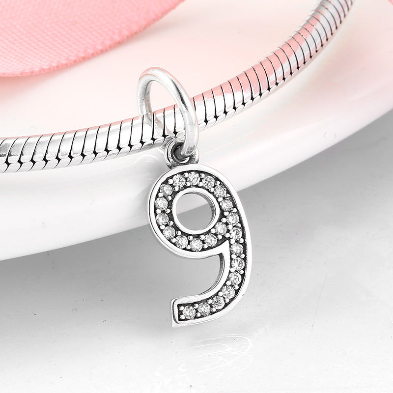 Pendentif Numérologie Argent 925 – Chiffres Sacrés en Zircon DIY