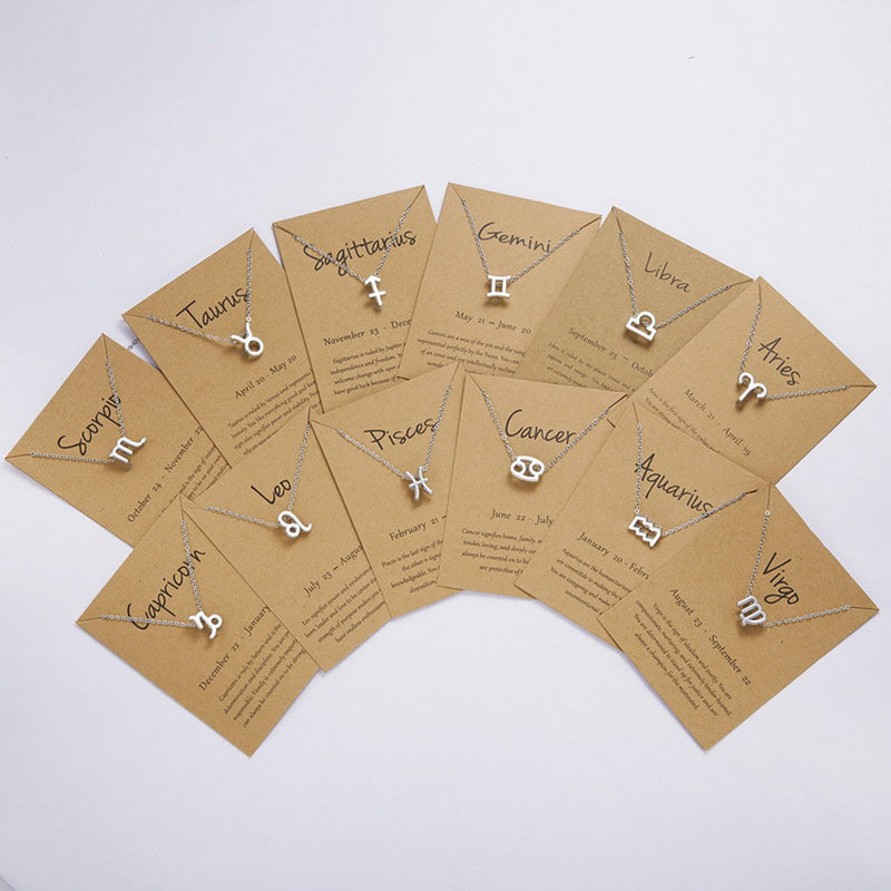 Collier Signe Astrologique Argenté avec Carte – Symbole des 12 Signes