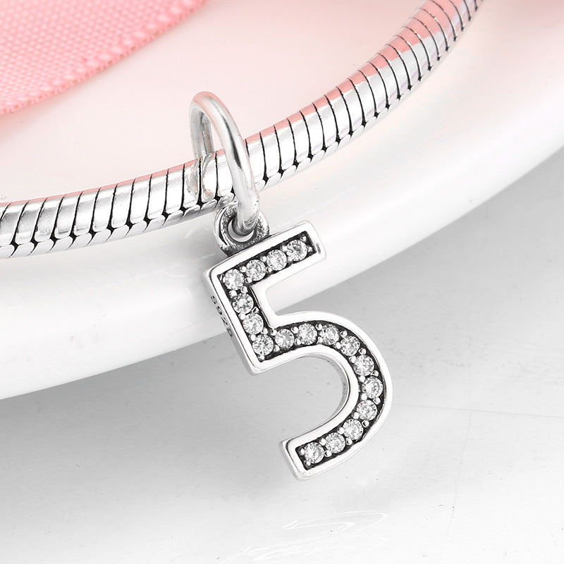 Pendentif Numérologie Argent 925 – Chiffres Sacrés en Zircon DIY